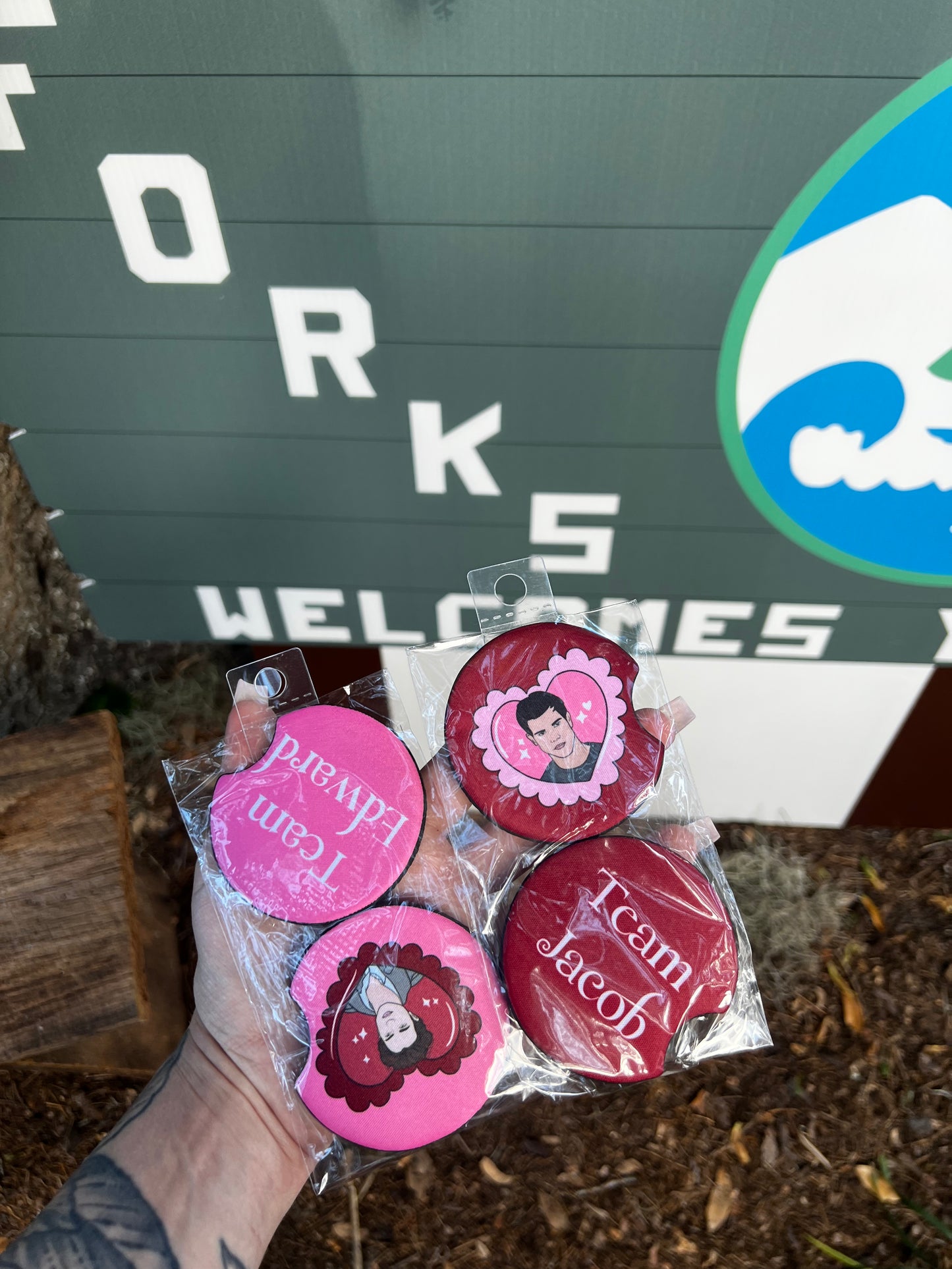 Team Edward / Team Jacob Car Coaster Set